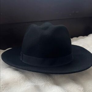 NWT J.Crew Black Felted 100% Wool Fedora Hat Small/Medium